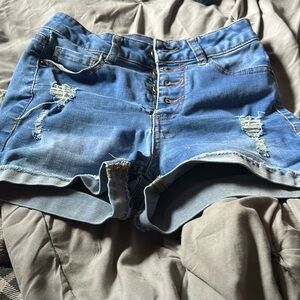 Blue shorts, very stretchy